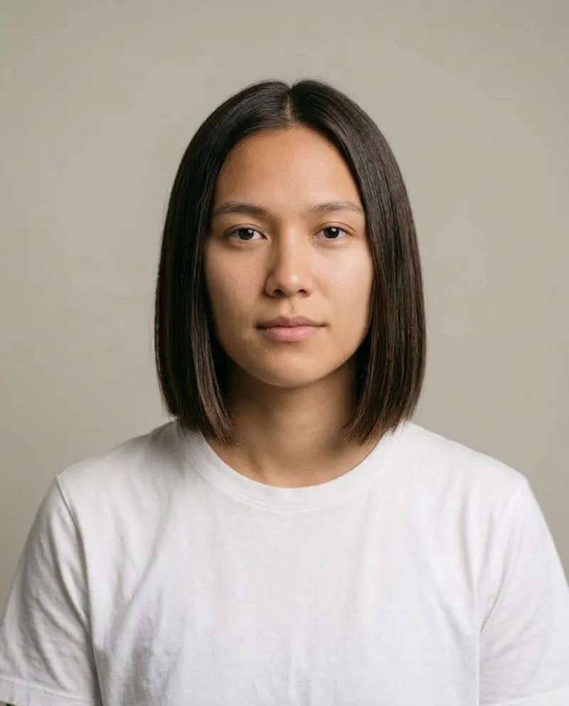Illustrative preview of the same person with a Blunt Bob